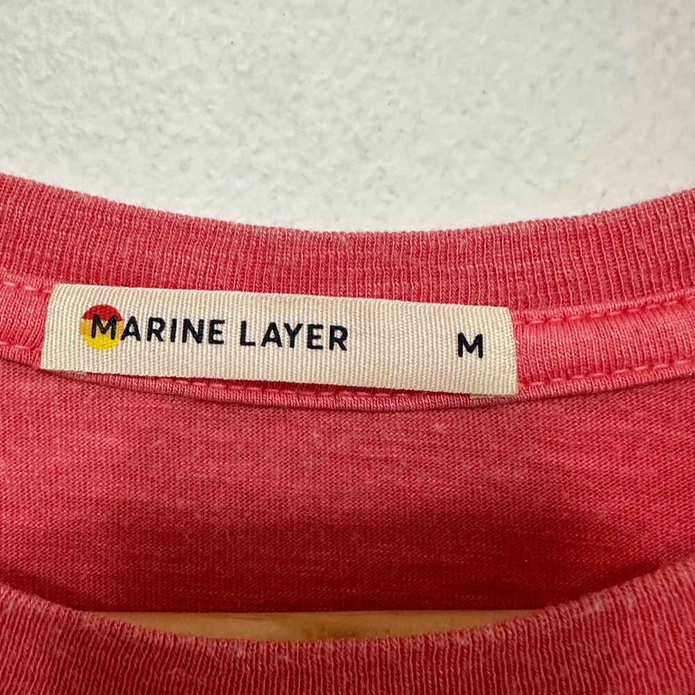 Marine Layer T-Shirt Womens Medium Red Short Sleeve Crew Neck Slub Knit Casual - Picture 4 of 8